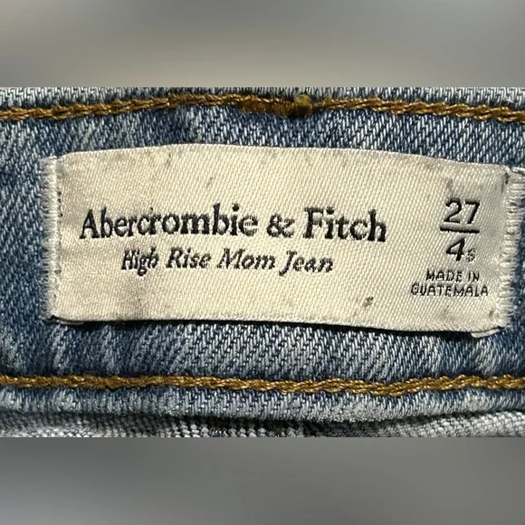 abercrombie&fitch high rise mom light wash lightly distressed jeans women’s 27” - Picture 8 of 11